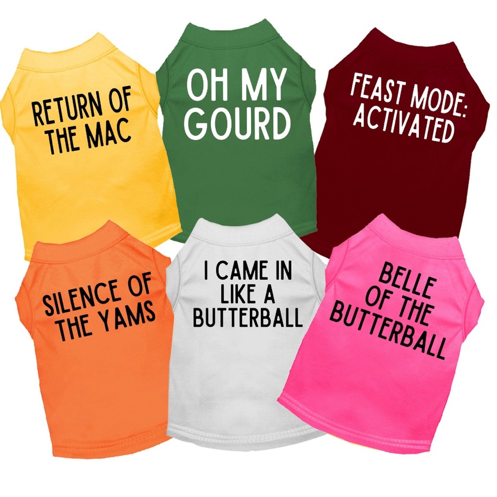 LN Thanksgiving Holiday Food Pun Pet Tees Bundle of 2